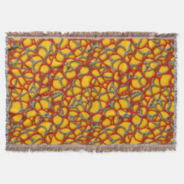 Rood en grijs net op een gele achtergrond. deken