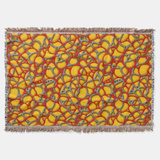 Rood en grijs net op een gele achtergrond. deken (Voorkant)