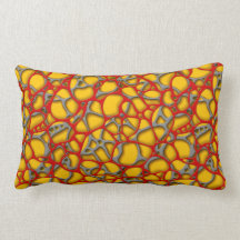 Rood en grijs net op een gele achtergrond.