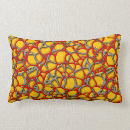 Rood en grijs net op een gele achtergrond. kussen