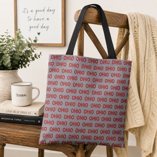 Rood en Grijs Ohio Tote Bag