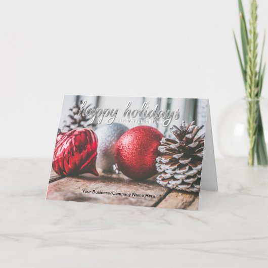 Rood en grijs Ornament kerst Feestdagen Kaart (Voorkant)