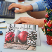 Rood en grijs Ornament kerst Feestdagen Kaart