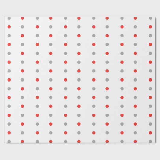 Rood en Grijs Polka Dot Pattern Cadeaupapier (Vlak)