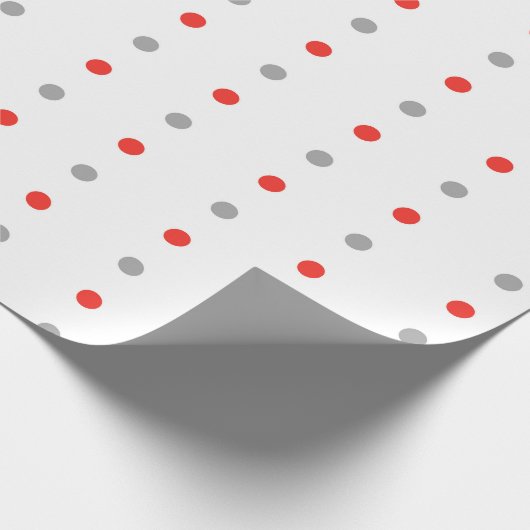 Rood en Grijs Polka Dot Pattern Cadeaupapier (Hoek)