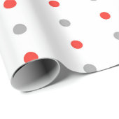 Rood en Grijs Polka Dot Pattern Cadeaupapier (Rol Hoek)