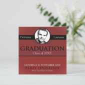 Rood en grijs stijlvol Afstuderen met fotouitnodig Kaart (Staand voorkant)