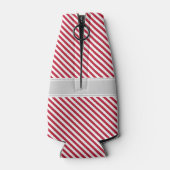 Rood en Grijs Strepen Nautisch Anker Monogram Flesjeskoeler (Achterkant)