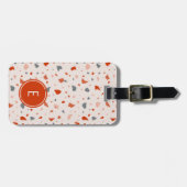 Rood en grijs terrazzo monogram   bagagelabel (Voorkant horizontaal)