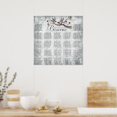 Rood en grijs  vogelopvangschema poster (Keuken)