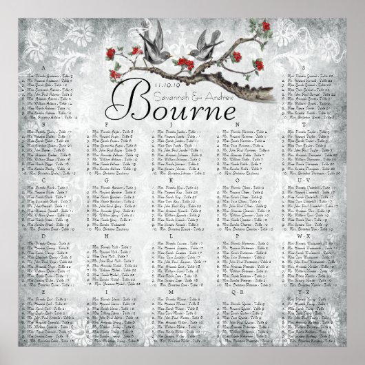 Rood en grijs  vogelopvangschema poster (Voorkant)