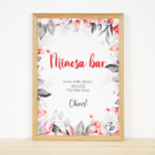 Rood en Grijs Waterverf Bloemen Mimosa Bar Teken Poster