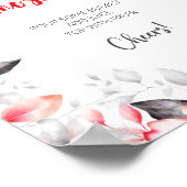 Rood en Grijs Waterverf Bloemen Mimosa Bar Teken Poster (Hoek)