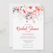 Rood en Grijs Waterverf Bloemen Vrijgezellenfeest Kaart (Voorkant)