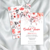 Rood en Grijs Waterverf Bloemen Vrijgezellenfeest Kaart