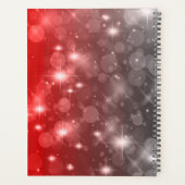 Rood- en grijze bokeh Modern monogram sparkle Plan Planner (Achterkant)