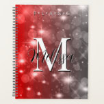 Rood- en grijze bokeh Modern monogram sparkle Plan Planner<br><div class="desc">Deze planner heeft een achtergrond van rode en grijze bokeh sparkle. Eenvoudig en modern. Voltooi het met een gepersonaliseerd monogram en een naam. Creëer door Simply Farmhouse Press.</div>