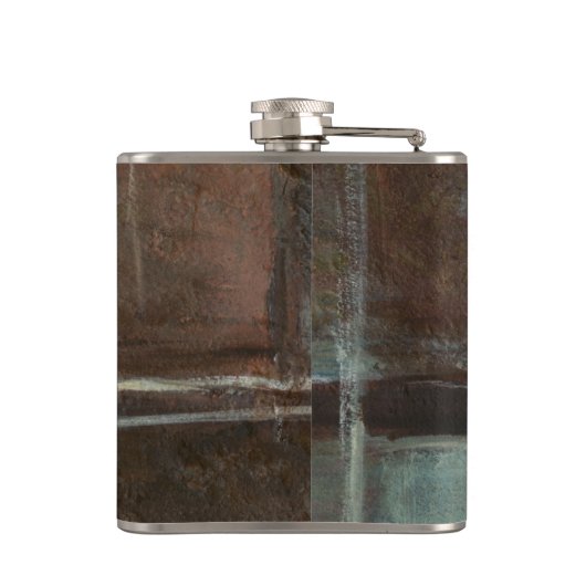 Rood- en grijze Brick-muur Heupfles (Achterkant)