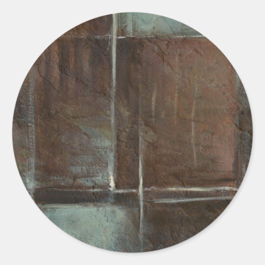 Rood- en grijze Brick-muur Ronde Sticker (Voorkant)