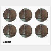 Rood- en grijze Brick-muur Ronde Sticker (Vel)