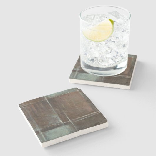 Rood- en grijze Brick-muur Stenen Onderzetter (Zijkant)