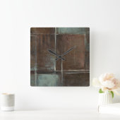 Rood- en grijze Brick-muur Vierkante Klok (Huis)