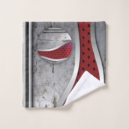 Rood- en grijze metalen bad handdoek (Wasdoekje)