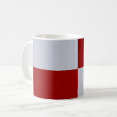 Rood- en grijze rechthoeken koffiemok (Voorkant links)