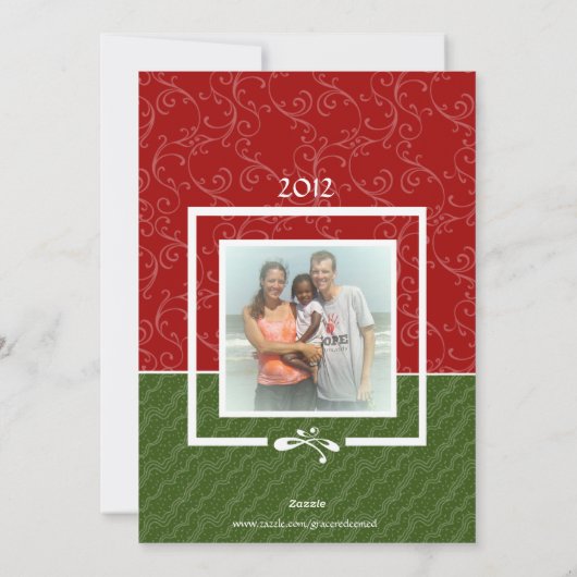 Rood en groen 2-zijdig fotokerstkaart feestdagenkaart (Achterkant)