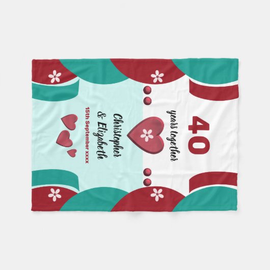 Rood en groen 40 jaar Ruby Jubileum Fleece Deken (Voorkant (Horizontaal))