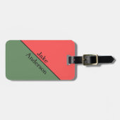 Rood en groen 45 graden minimalistisch bagagelabel (Voorkant horizontaal)