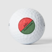 Rood en groen 45 graden minimalistisch golfballen (Voorkant)