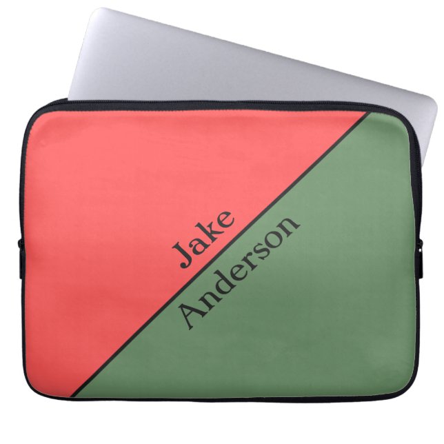 Rood en groen 45 graden minimalistisch laptop sleeve (Voorkant)