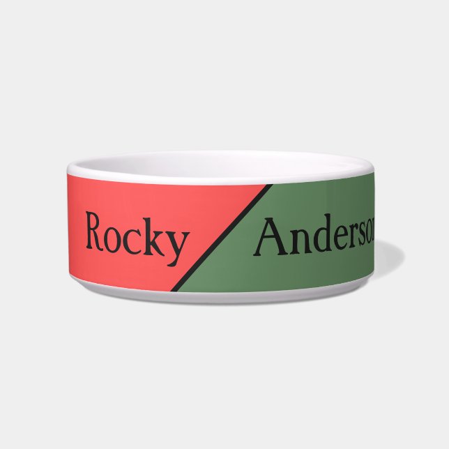 Rood en Groen 45 Graden Minimalistisch Voerbakje (Voorkant)