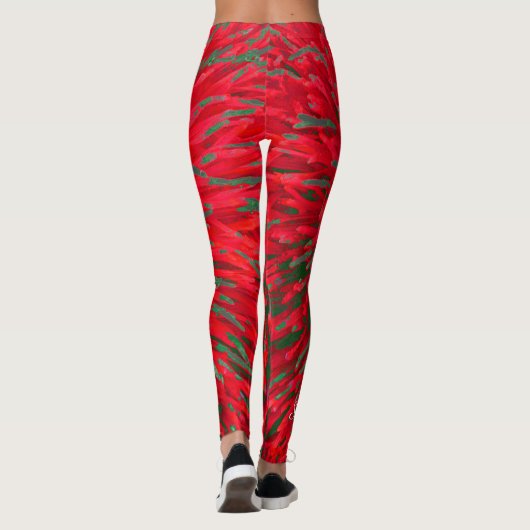 Rood en groen Abstract met persoonlijke naam Leggings (Achterkant)