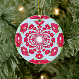 Rood en groen abstract patroon keramisch ornament