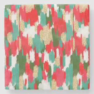Rood en groen abstract stenen onderzetter