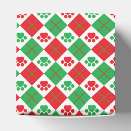 Rood en groen afdrukken van Argyle Paw Bedankdoosjes (Bovenkant)