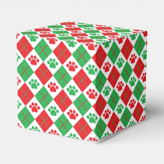 Rood en groen afdrukken van Argyle Paw Bedankdoosjes (Achterkant)