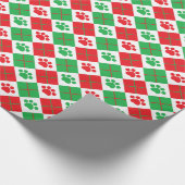 Rood en groen afdrukken van Argyle Paw Cadeaupapier (Hoek)