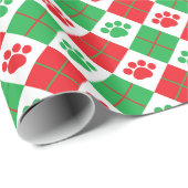 Rood en groen afdrukken van Argyle Paw Cadeaupapier (Rol Hoek)