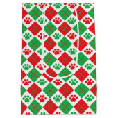 Rood en groen afdrukken van Argyle Paw Medium Cadeauzakje (Achterkant)
