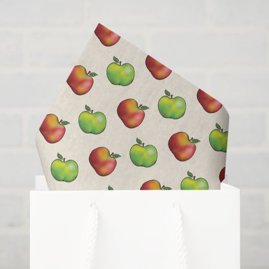 Rood En Groen Appel Fruit Patroon Tissuepapier (Cadeauzakje)