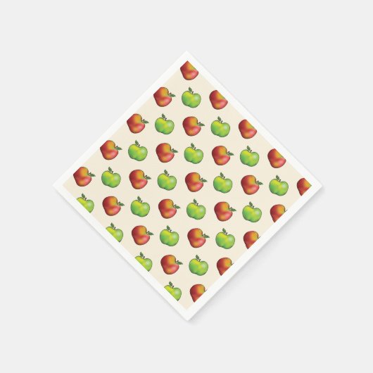 Rood en groen appel past in patroon servet (Hoek)