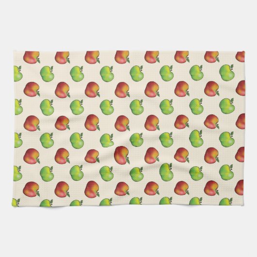 Rood en groen appel past in patroon theedoek (Horizontaal)