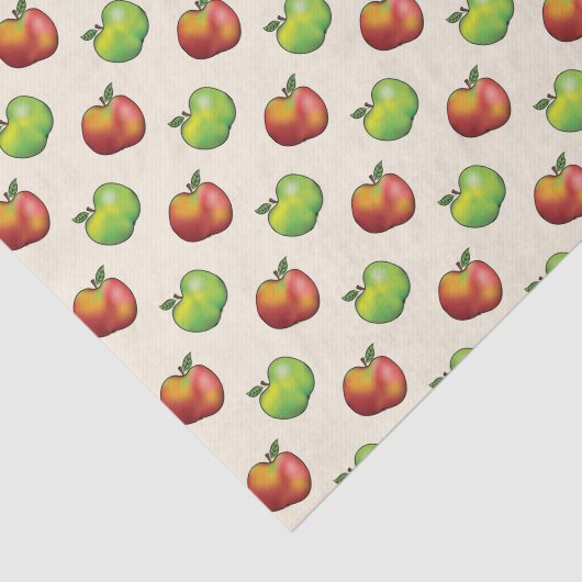 Rood en groen appel past in patroon tissuepapier (Detail)