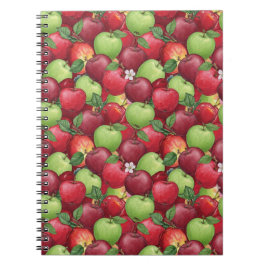 Rood en groen aquarel appelpatroon notitieboek