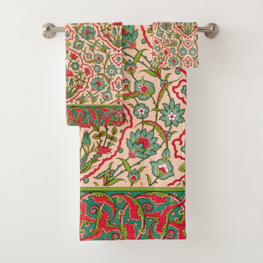 rood en groen Arabisch bloemenpatroon Bad Handdoek (Insitu)