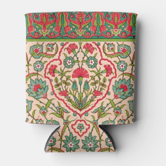  rood en groen Arabisch bloemenpatroon Blikjeskoeler (Voorkant)