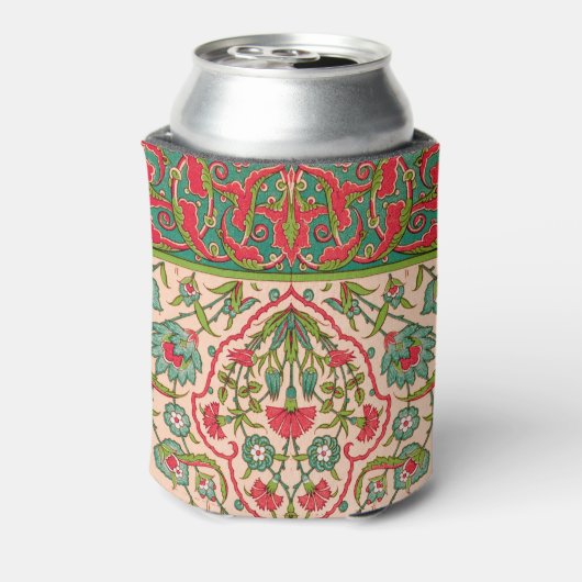 rood en groen Arabisch bloemenpatroon Blikjeskoeler (Blikje Achterkant)